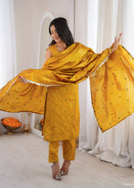 Yellow Aura Chanderi Jacquard Suit Set