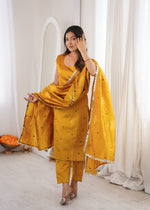 Yellow Aura Chanderi Jacquard Suit Set