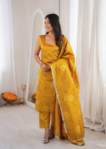 Yellow Aura Chanderi Jacquard Suit Set