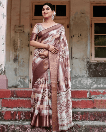 Adorable Multi Colored Jacquard Silk Saree