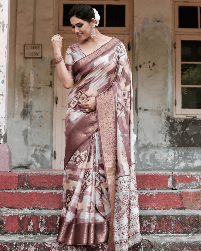 Adorable Multi Colored Jacquard Silk Saree