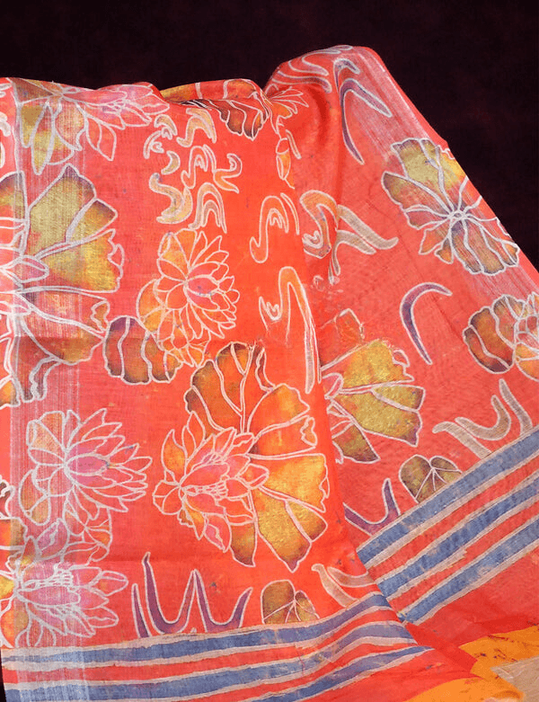 Adorable Red Colored Cotton Linen Designer Printed Saree - Ibis Fab