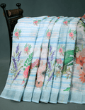 Adorning Sky Blue Colored Cotton Linen Designer Printed Saree