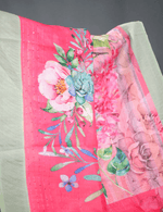 Alluring Baby Pink Colored Cotton Linen Designer Printed Saree - Ibis Fab