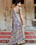 Alluring Brown Colored Jacquard Silk Saree - Ibis Fab