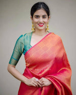 Attractive Red Soft Silk Saree With Pretty Blouse Piece - Ibis Fab