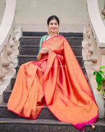 Attractive Red Soft Silk Saree With Pretty Blouse Piece - Ibis Fab