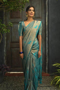 Beautiful Sky Blue Jacquard Work Silk Saree