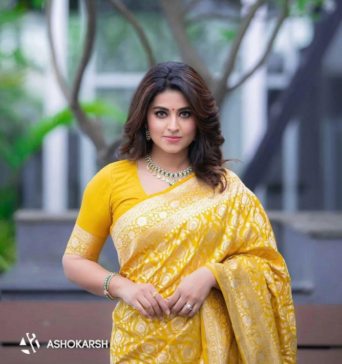 Beautiful Zari Work In the Form Of Traditional Motifs Beautiful Saree