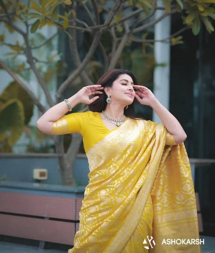 Beautiful Zari Work In the Form Of Traditional Motifs Beautiful Saree