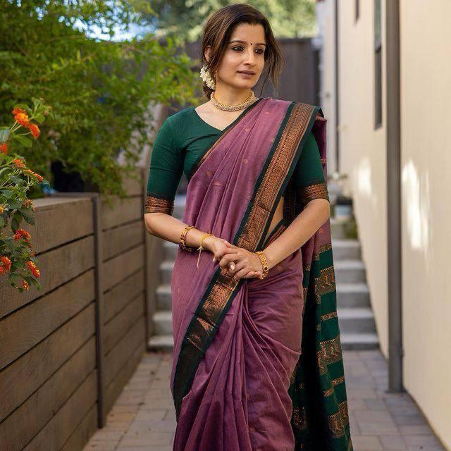 Bewitching Lavender Soft Silk Saree With Vibrant Blouse Piece - Ibis Fab