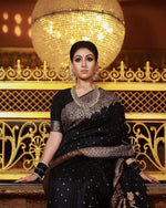 Black Soft Banarasi Silk Saree - Ibis Fab