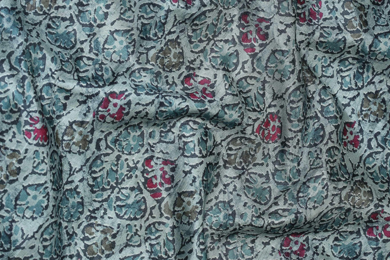 Blissful Sky Blue Colored Cotton Linen Designer Printed Saree - Ibis Fab