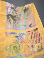 Charming Beige Colored Cotton Linen Designer Printed Saree - Ibis Fab