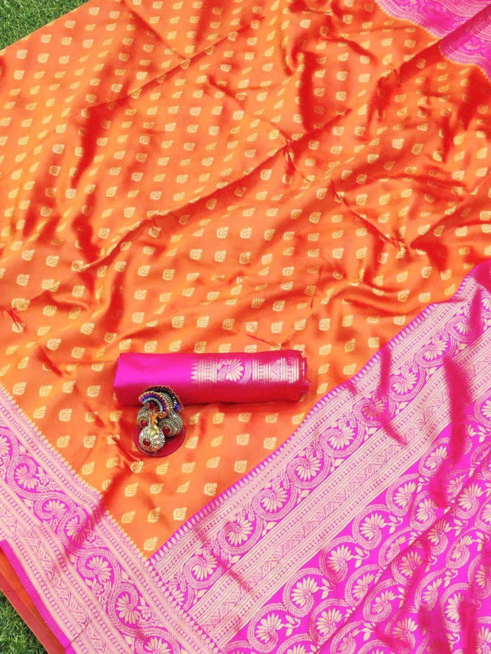 Contrast Border Banarasi Pure Silk Saree