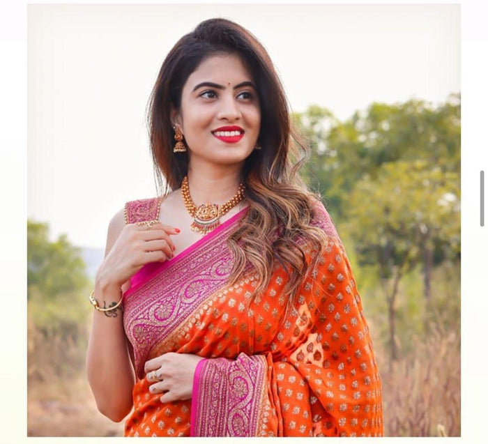 Contrast Border Banarasi Pure Silk Saree