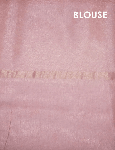 Demanding Baby Pink Colored Cotton Linen Designer Printed Saree - Ibis Fab