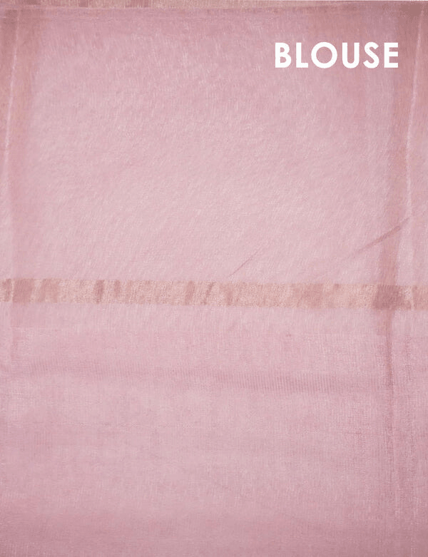 Desirable Baby Pink Colored Cotton Linen Designer Printed Saree