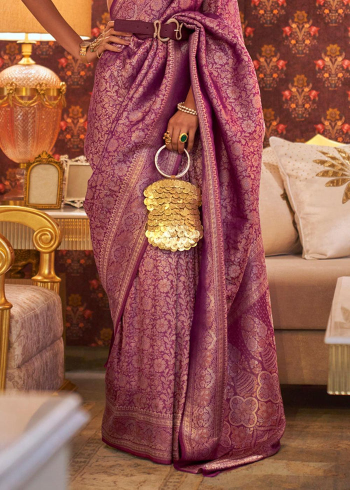 Extremely Rani Pink Colored Printed Pure Soft Silk Saree