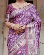 Eye-catching Purple Colored Jacquard Silk Saree - Ibis Fab
