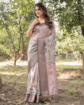 Fantastic Light Purple Colored Jacquard Silk Saree With Zari Border Blouse