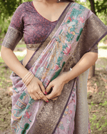 Fantastic Light Purple Colored Jacquard Silk Saree With Zari Border Blouse - Ibis Fab