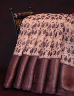 Fantastic Peach Colored Cotton Linen Designer Printed Saree - Ibis Fab