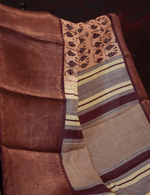 Fantastic Peach Colored Cotton Linen Designer Printed Saree - Ibis Fab