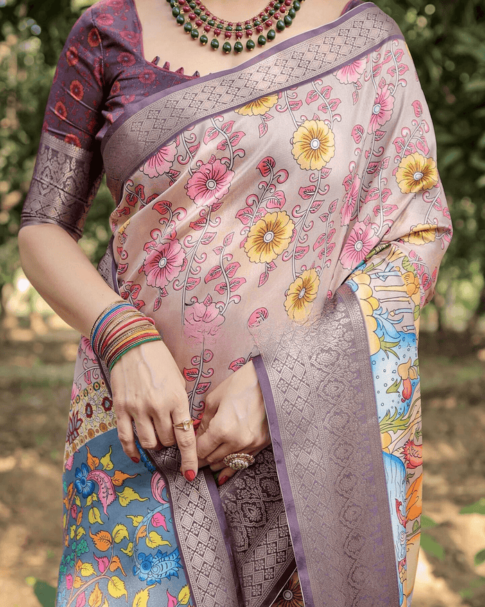 Festive Wear Jacquard Silk Saree With Zari Border Blouse
