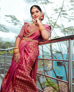 Flattering Pink Color Soft Silk Brand Saree - Ibis Fab