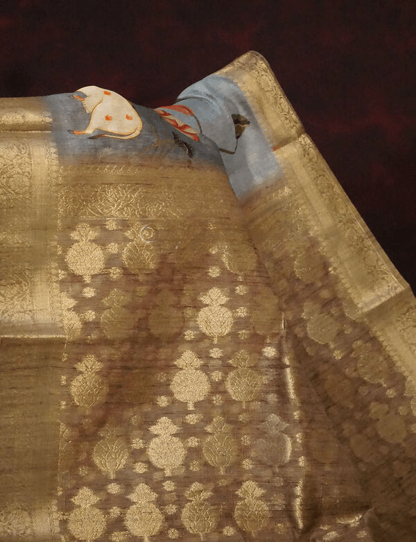 Flaunt Gray Colored Cotton Linen Designer Printed Saree