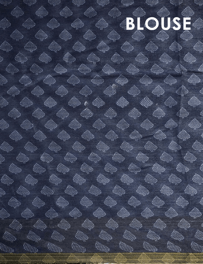 Flaunt Navy Blue Colored Cotton Linen Designer Printed Saree - Ibis Fab