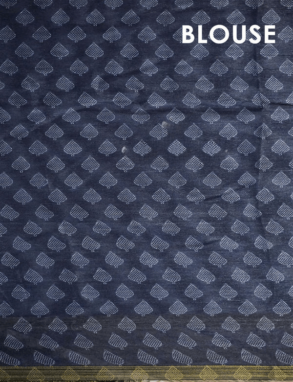 Flaunt Navy Blue Colored Cotton Linen Designer Printed Saree