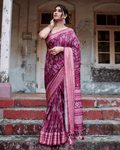 Glossy Dark Pink Colored Jacquard Silk Saree