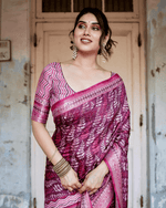 Glossy Dark Pink Colored Jacquard Silk Saree - Ibis Fab