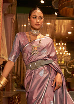 Glossy Purple Colored Printed Pure Soft Silk Saree - Ibis Fab