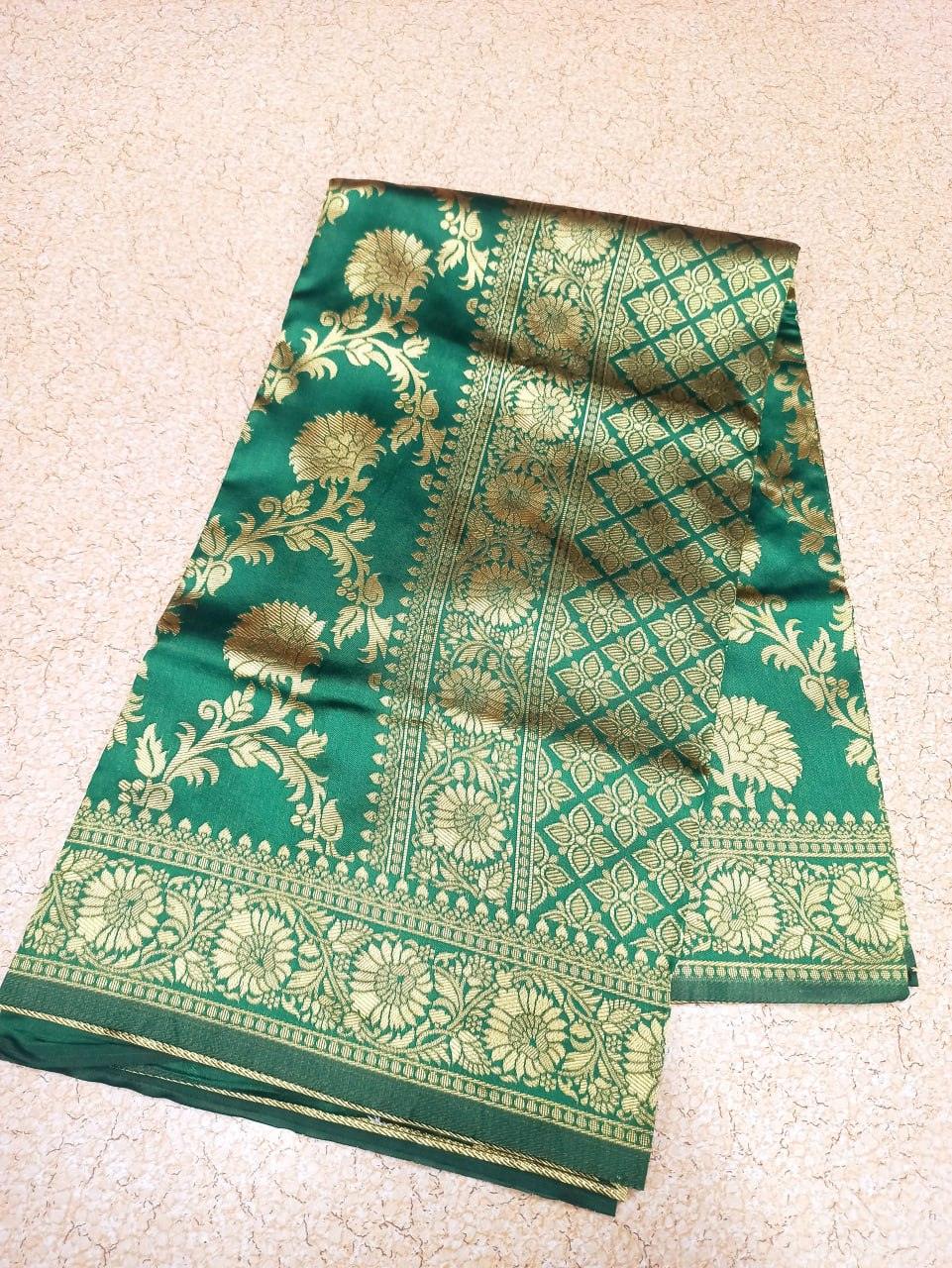 Green Banarasi Silk Saree - Ibis Fab