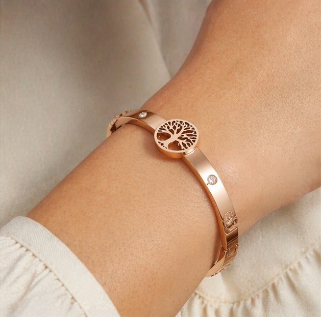 Rose Gold Tree of Life Crystal Bracelet for Women