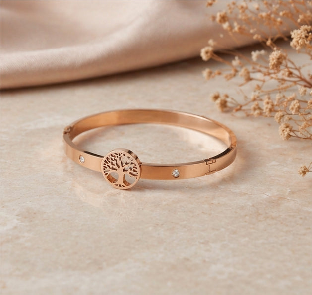 Rose Gold Tree of Life Crystal Bracelet for Women