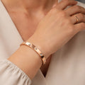 Elegant Rose Gold Crystal Studded Bangle Bracelet for Women