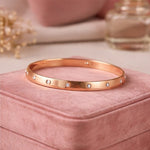 Elegant Rose Gold Crystal Studded Bangle Bracelet for Women