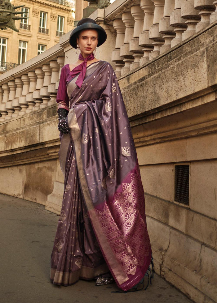 Impressive Violet Colored Printed Pure Soft Silk Saree
