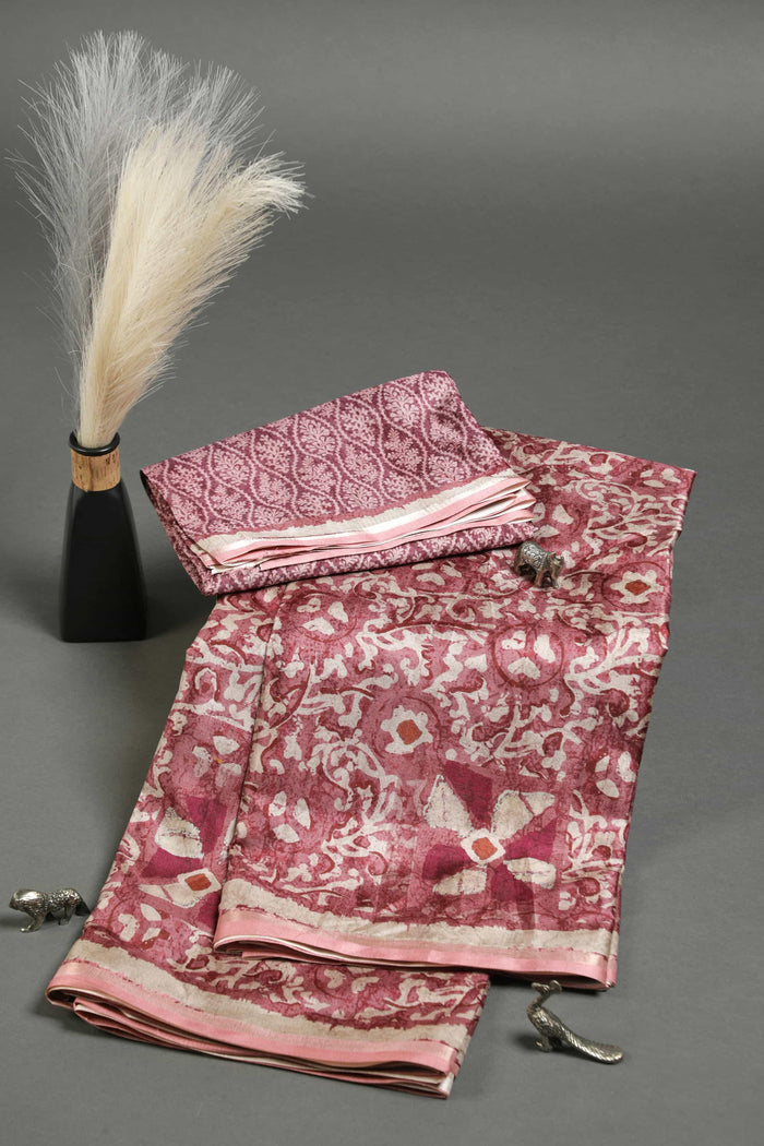 Intricate Rani Pink Colored Cotton Linen Designer Printed Saree