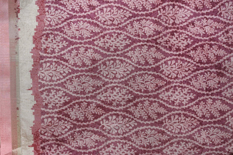 Intricate Rani Pink Colored Cotton Linen Designer Printed Saree - Ibis Fab