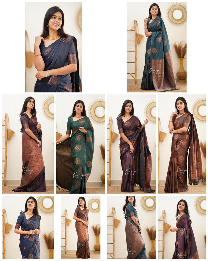 Jacquard Silk Sarees Green Colour, casual wear