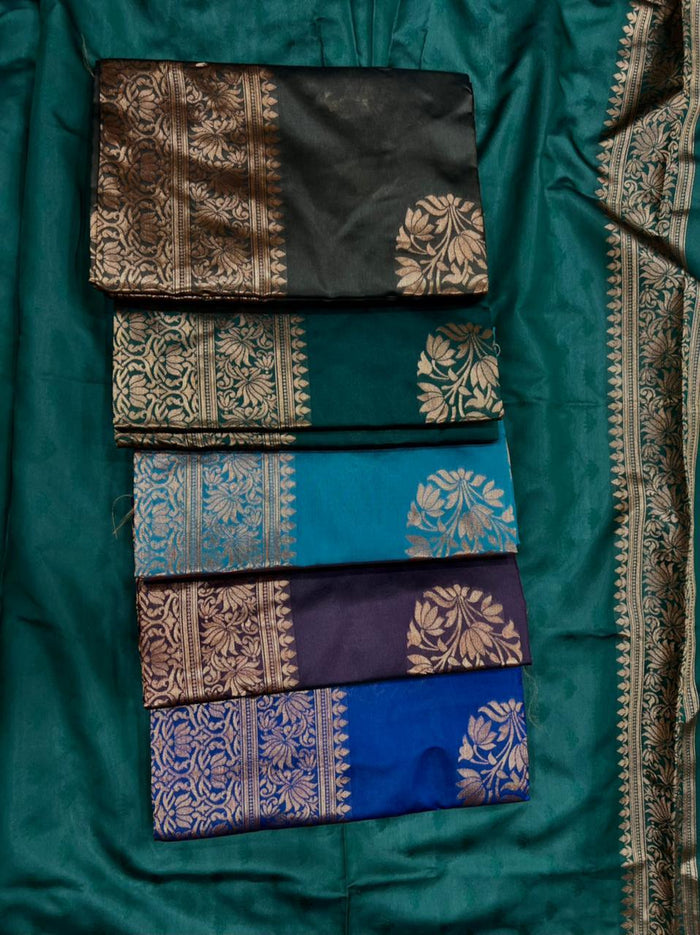 Jacquard Silk Sarees Green Colour, casual wear