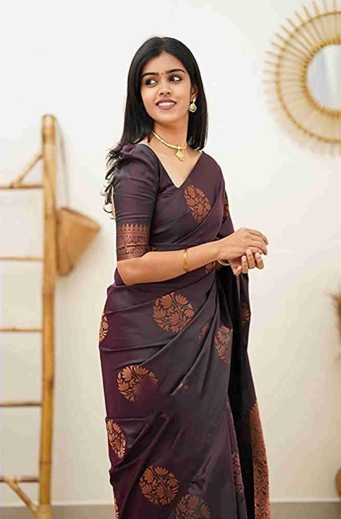 Jacquard Silk Sarees Wine Colour, casual wear