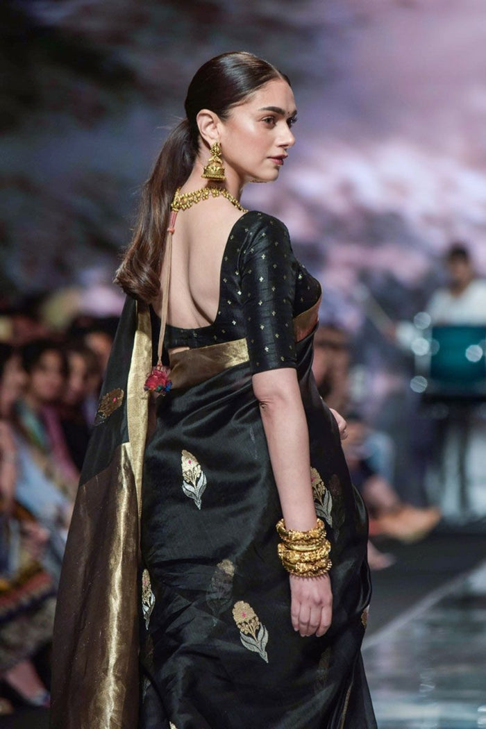 Luxury Black Jacquard Saree – Premium Woven Party & Festive Wear Saree
