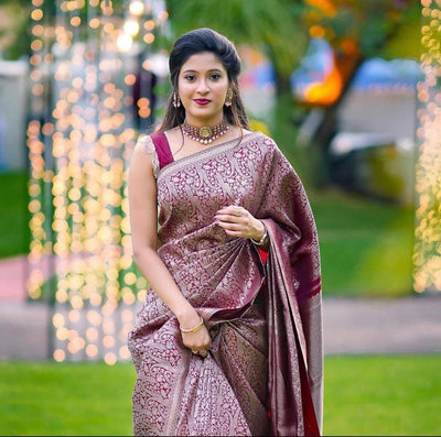 Latest Launched Dark Maroon Soft Lichi Silk Saree - Ibis Fab