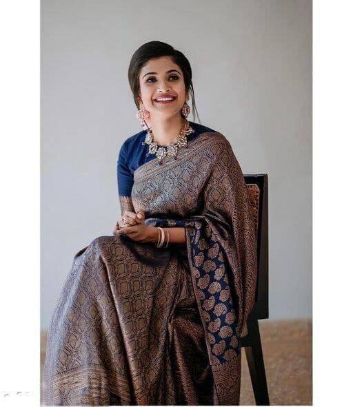 Latest Launched Night Blue Soft Lichi Silk Saree
